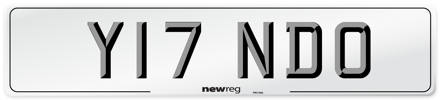 Y17 NDO Number Plate from New Reg